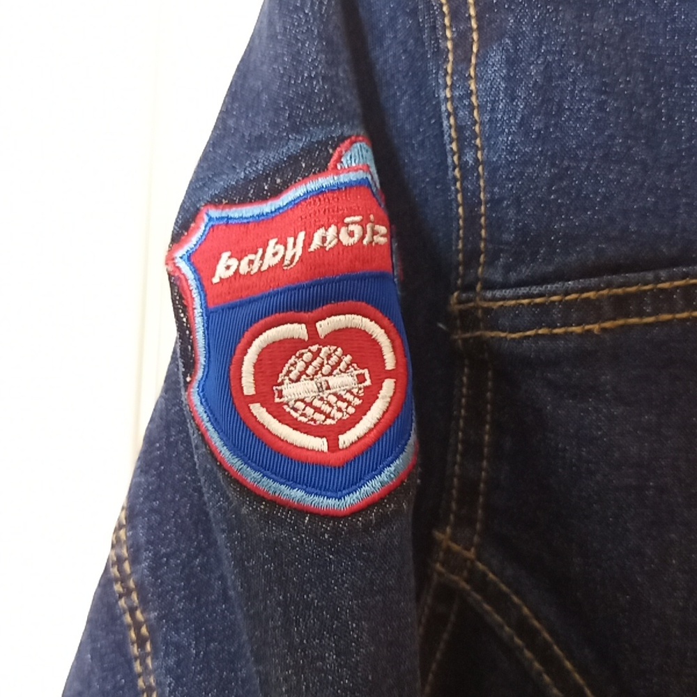 Y2K Throwback-Baby Noiz Denim Stretch Jean Jumpsuit "Chicago" Patchwork Sz XL - Picture 9 of 12
